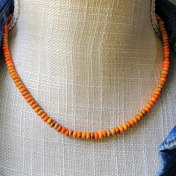 Orange Sea Sediment Jasper Necklace - Picture 2 of 7